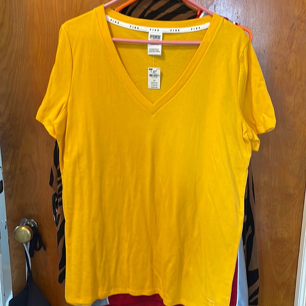 New Victoria secret Pink yellow T-shirt size large